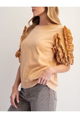 Eli Ruffle Sleeve Mineral Wash Top