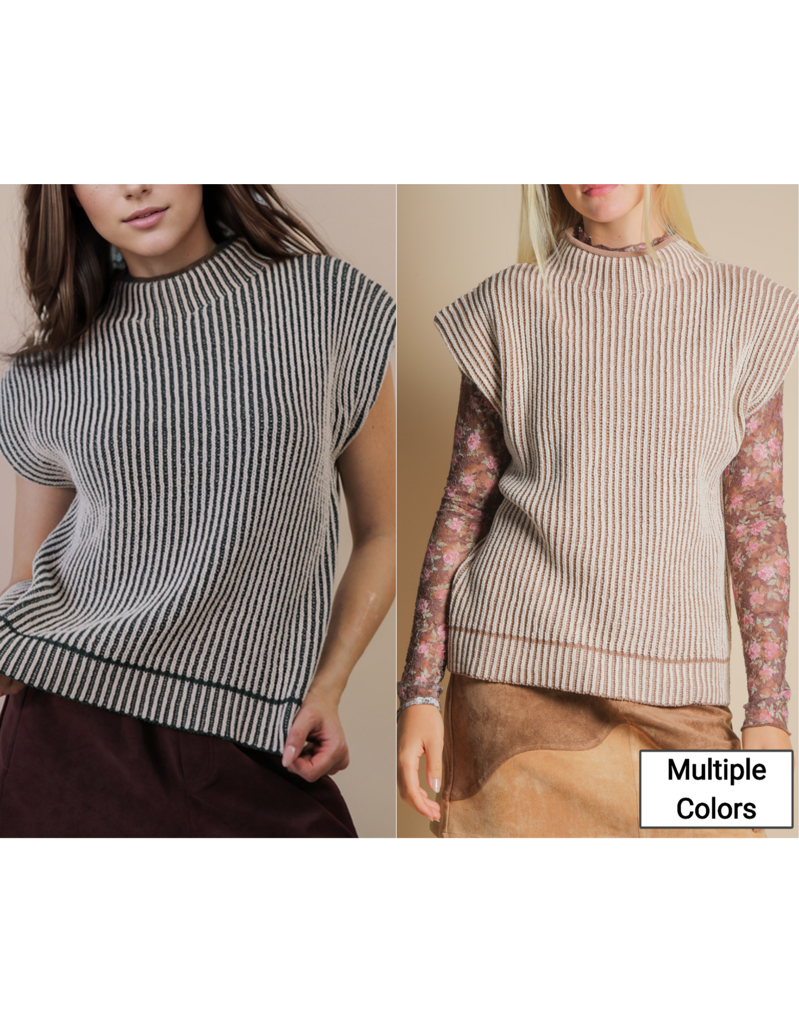 Belinda Two Tone Ribbed Knit Sweater