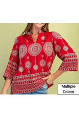 Lolita Metallic Embroidered V-Neck Blouse