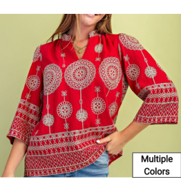 Lolita Metallic Embroidered V-Neck Blouse