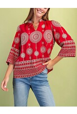 Lolita Metallic Embroidered V-Neck Blouse