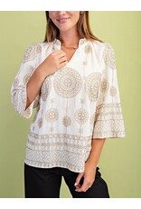 Lolita Metallic Embroidered V-Neck Blouse