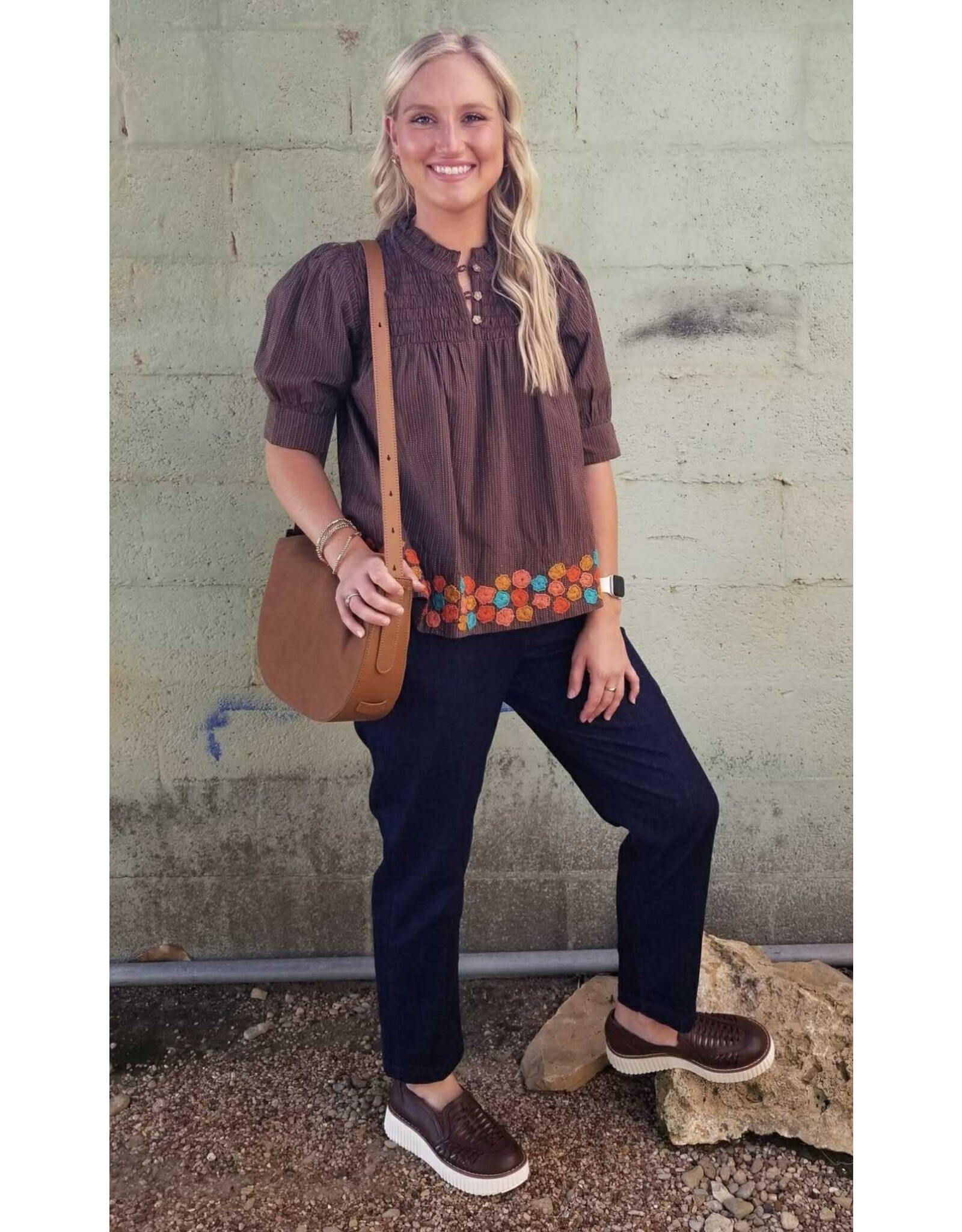 Ivy Jane Ivy Jane Hem of Flowers Top Brown