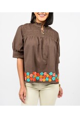 Ivy Jane Ivy Jane Hem of Flowers Top Brown