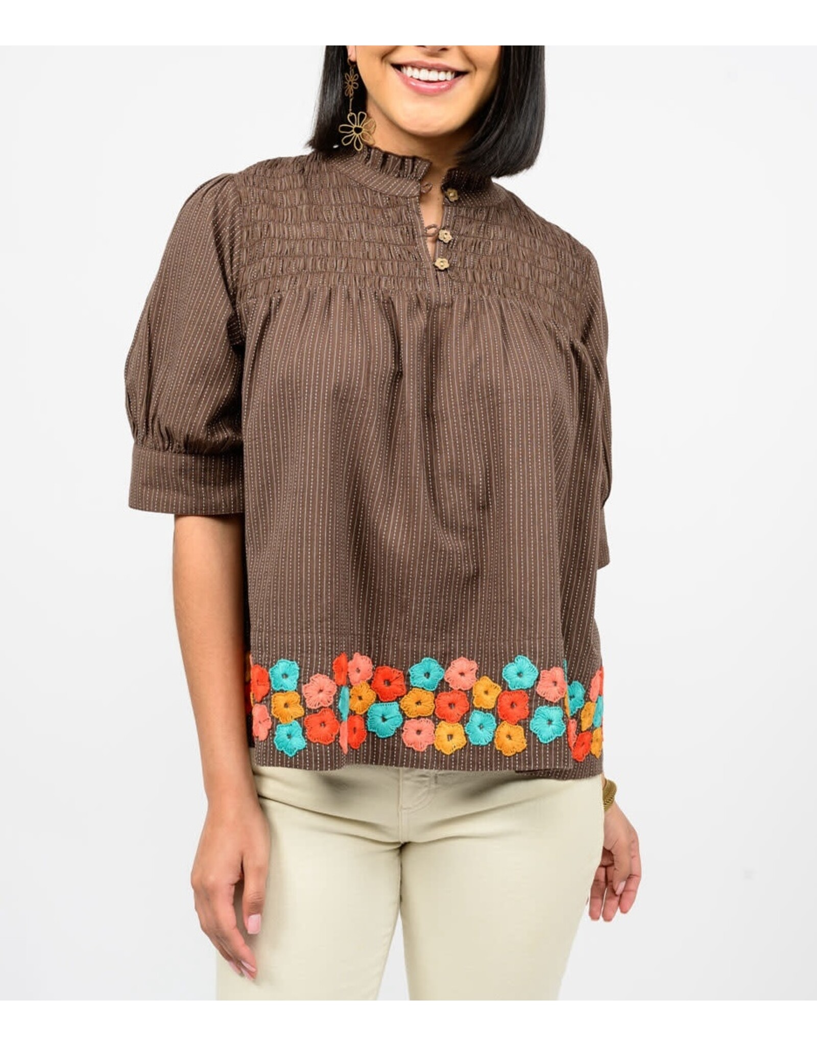 Ivy Jane Ivy Jane Hem of Flowers Top Brown