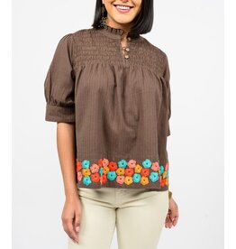 Ivy Jane Ivy Jane Hem of Flowers Top Brown