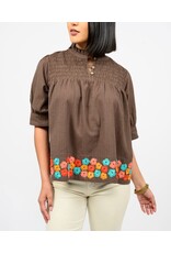Ivy Jane Ivy Jane Hem of Flowers Top Brown