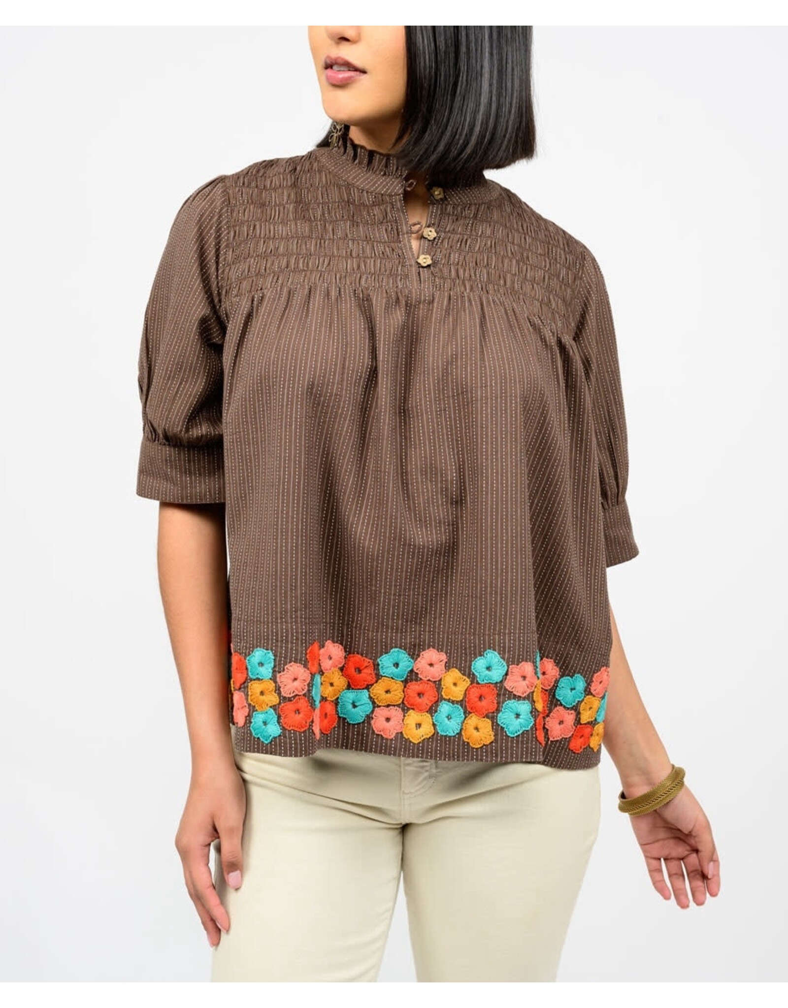 Ivy Jane Ivy Jane Hem of Flowers Top Brown