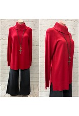 Tribal Tribal Raglan Sleeve Cowl Neck Sweater with Front Stitch Pattern Tribal Tribal Raglan Sleeve Cowl Neck Sweater with Front Stitch Pattern