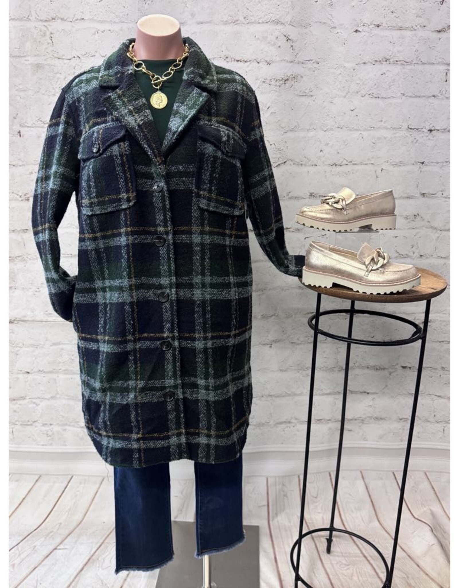 Tribal Tribal Boucle Plaid Jacket with Notch Collar
