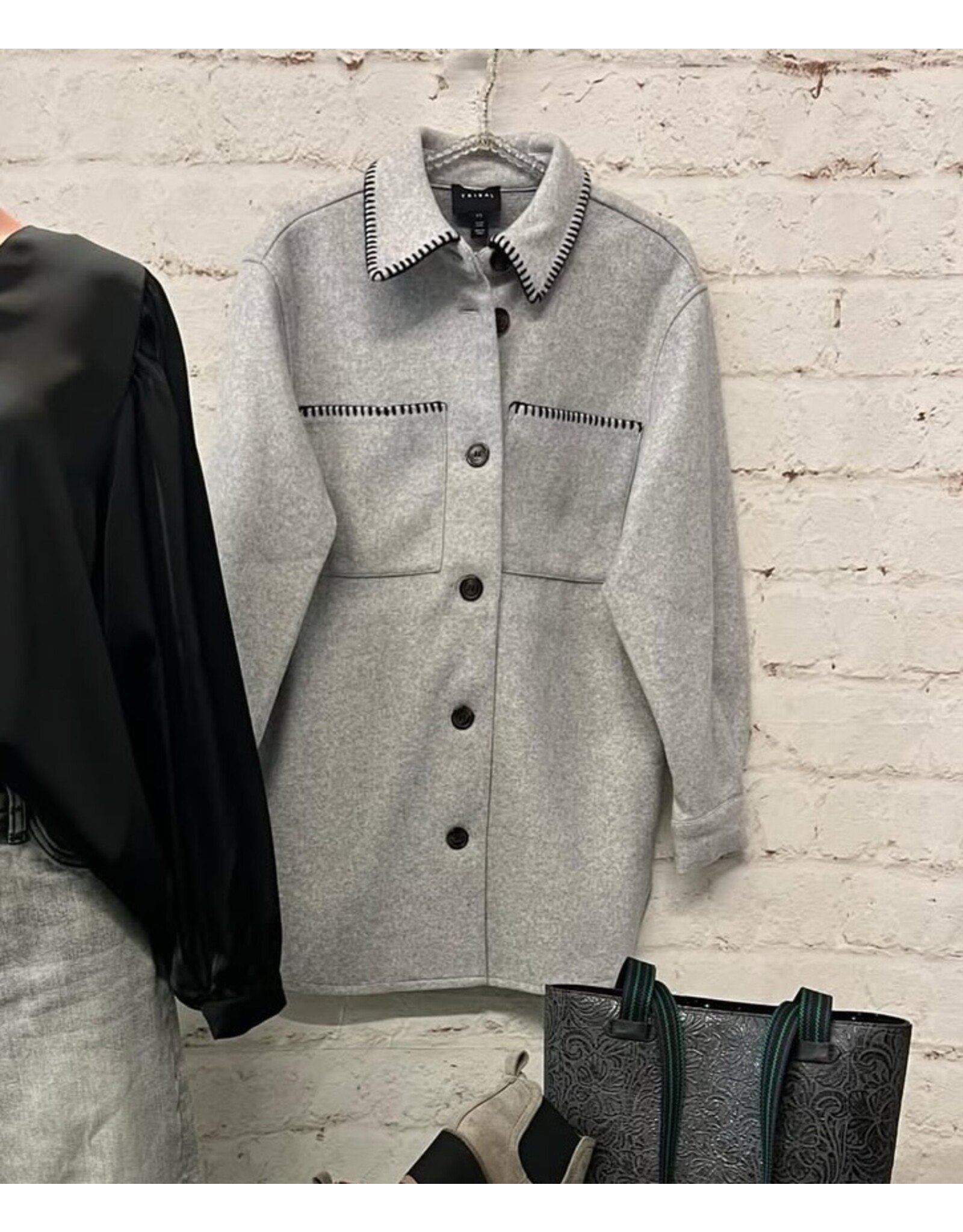 Tribal Tribal Button-Up Coat with Blanket Stitching