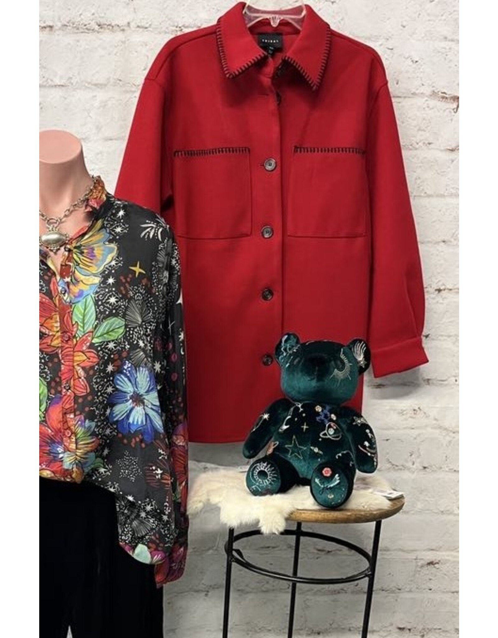 Tribal Tribal Button-Up Coat with Blanket Stitching