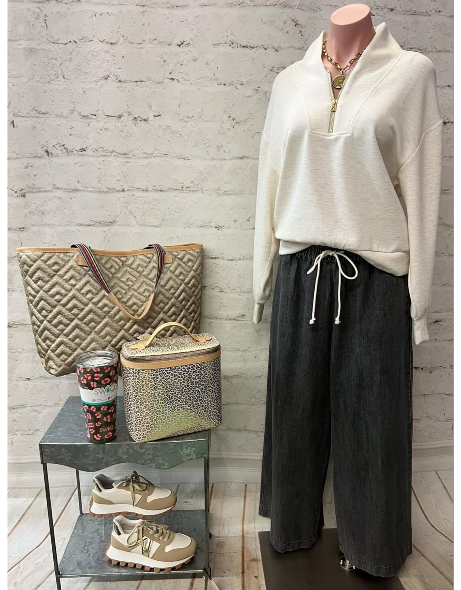 Tribal Tribal Techno Stretch Dolman Top with Quarter Zip