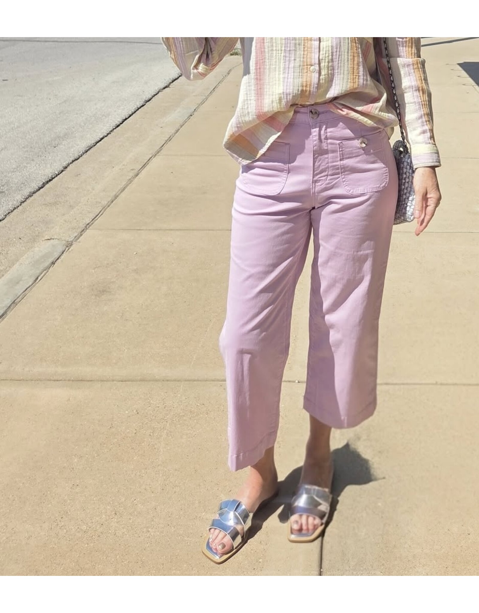 Tribal Tribal Brooke High Rise Wide Leg Capri with Patch Pockets