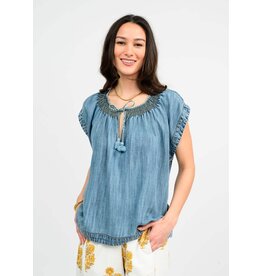 Ivy Jane Ivy Jane Smock Neck Denim Top