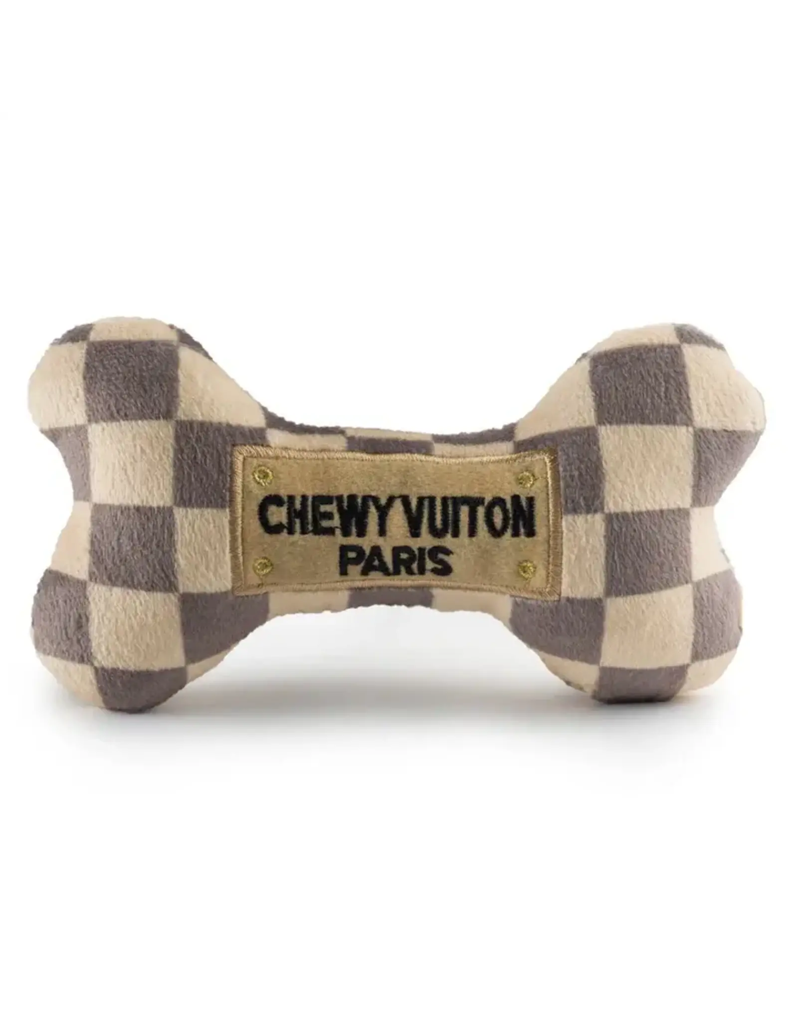 Checker Chewy Vuiton Bone Dog Toy