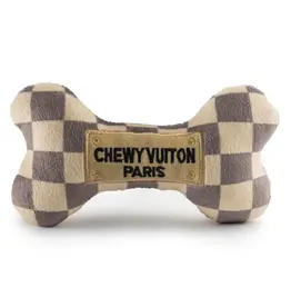 Checker Chewy Vuiton Bone Dog Toy