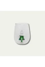 Jeanne Fitz Glitter Christmas Tree Stemless Wine Glass Set of 4