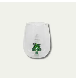 Jeanne Fitz Glitter Christmas Tree Stemless Wine Glass Set of 4