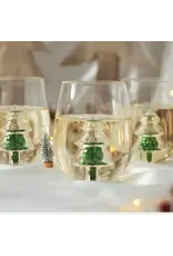 Jeanne Fitz Glitter Christmas Tree Stemless Wine Glass Set of 4