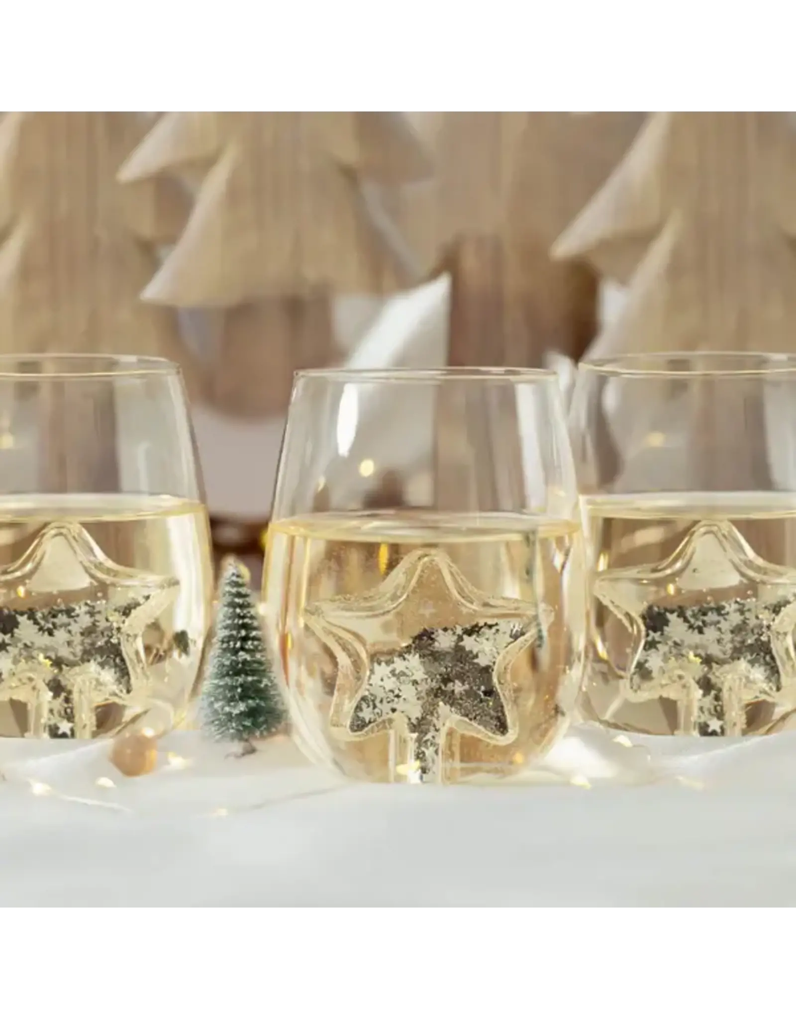 Jeanne Fitz Glitter Star Stemless Wine Glass Set of 4