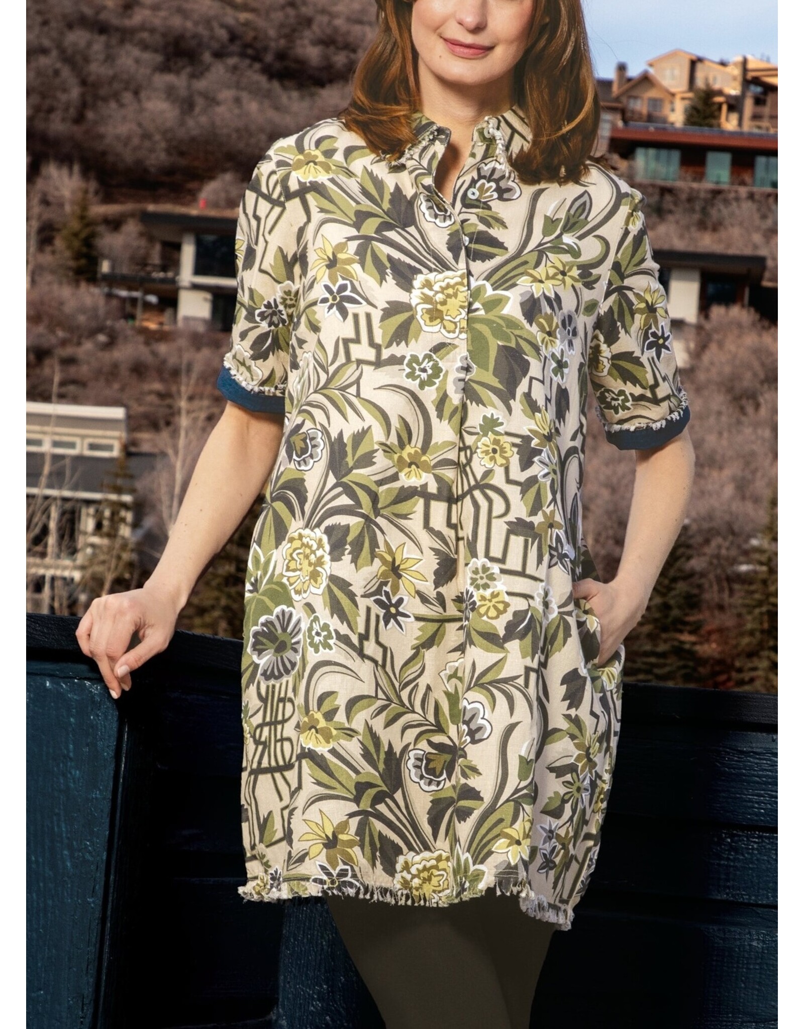 Dizzy Lizzie Chatham Dress Neutral Floral Tapestry Print