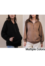 Bellah Half Zip Up Casual Comfy Knit Top