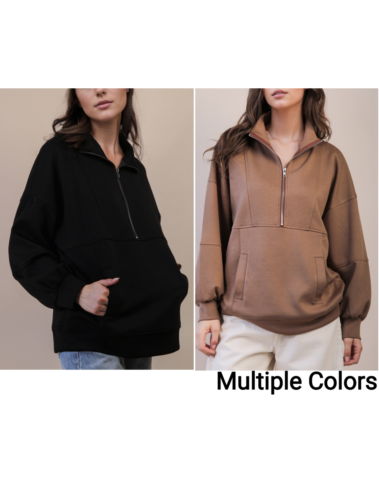 Bellah Half Zip Up Casual Comfy Knit Top