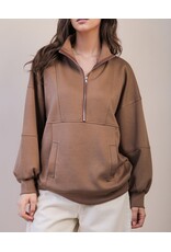 Bellah Half Zip Up Casual Comfy Knit Top