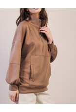 Bellah Half Zip Up Casual Comfy Knit Top