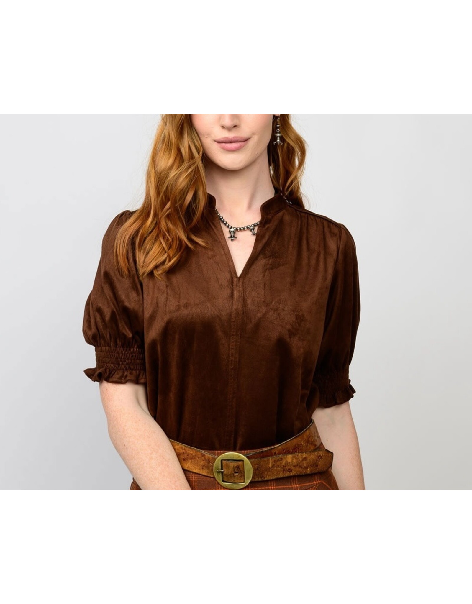 Ivy Jane Ivy Jane Suede Top Chocolate