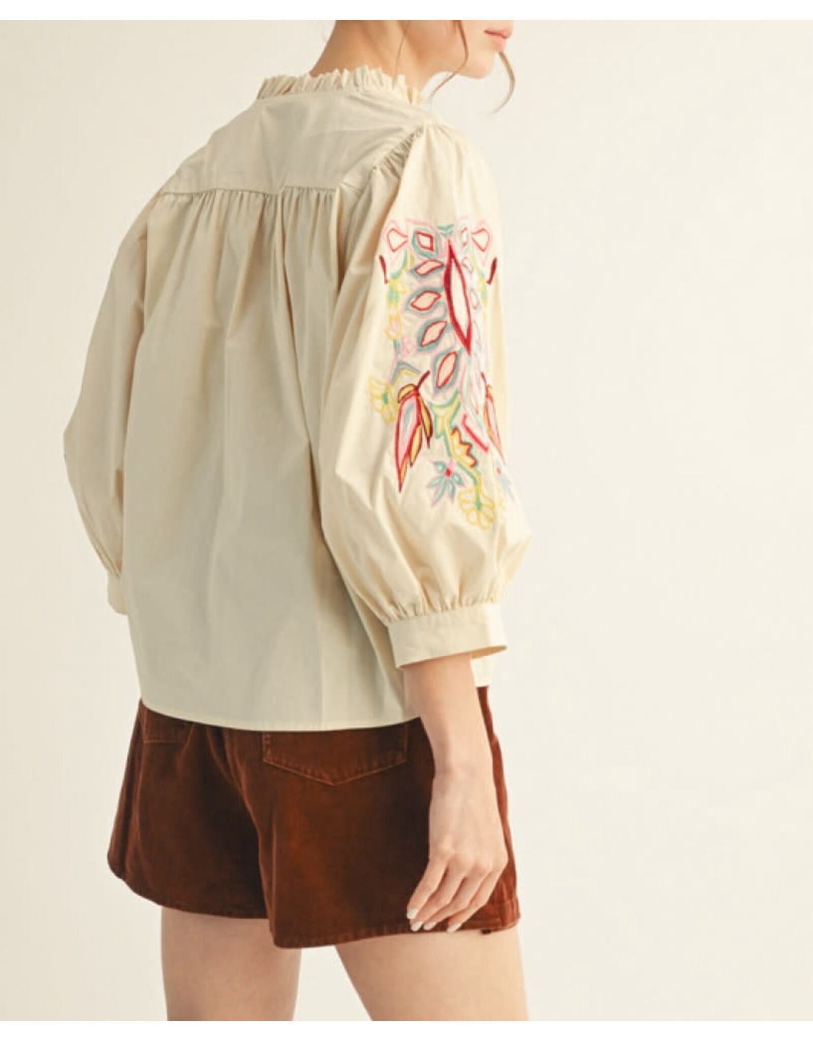 Silvana Embroidered Sleeve Top