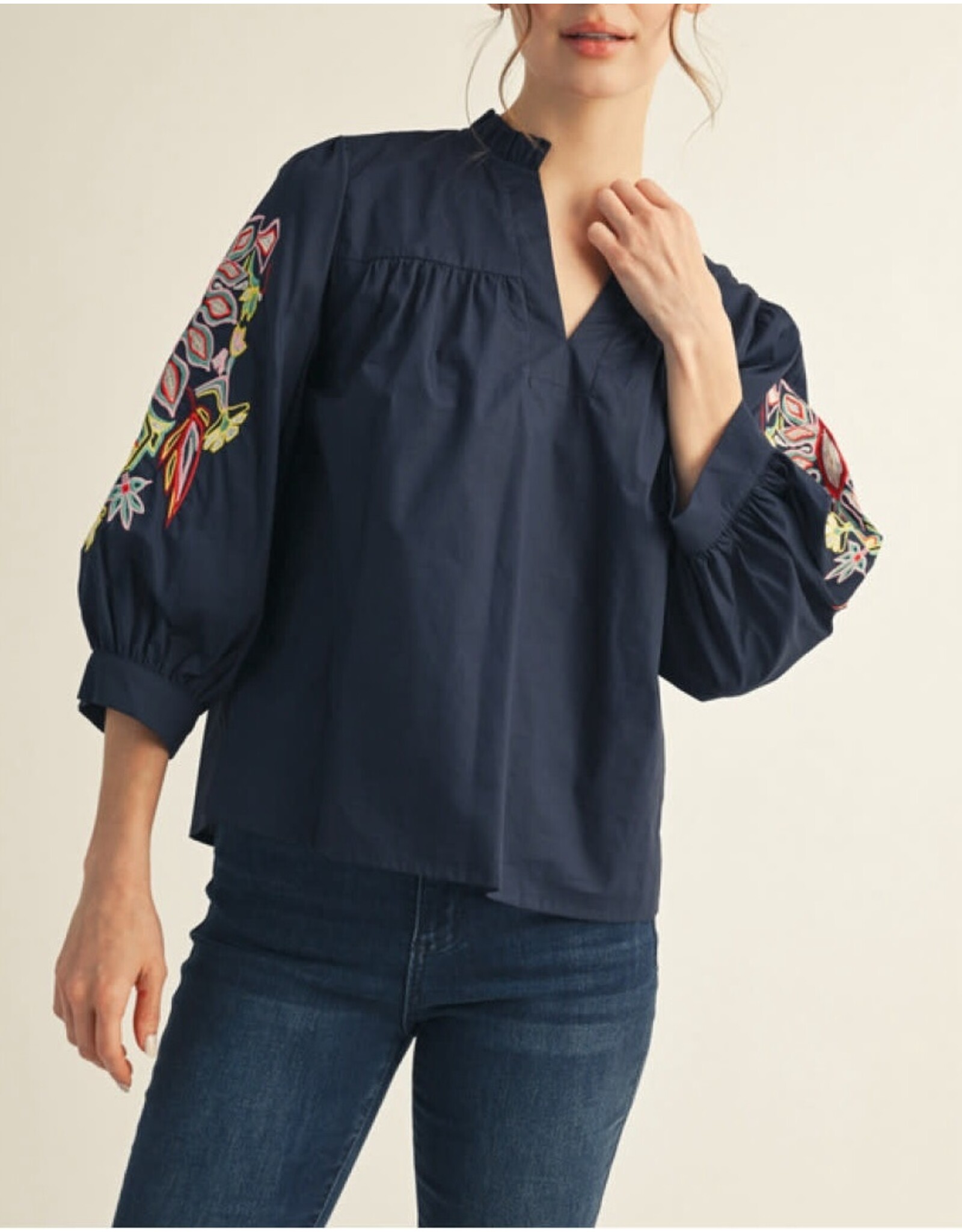 Silvana Embroidered Sleeve Top