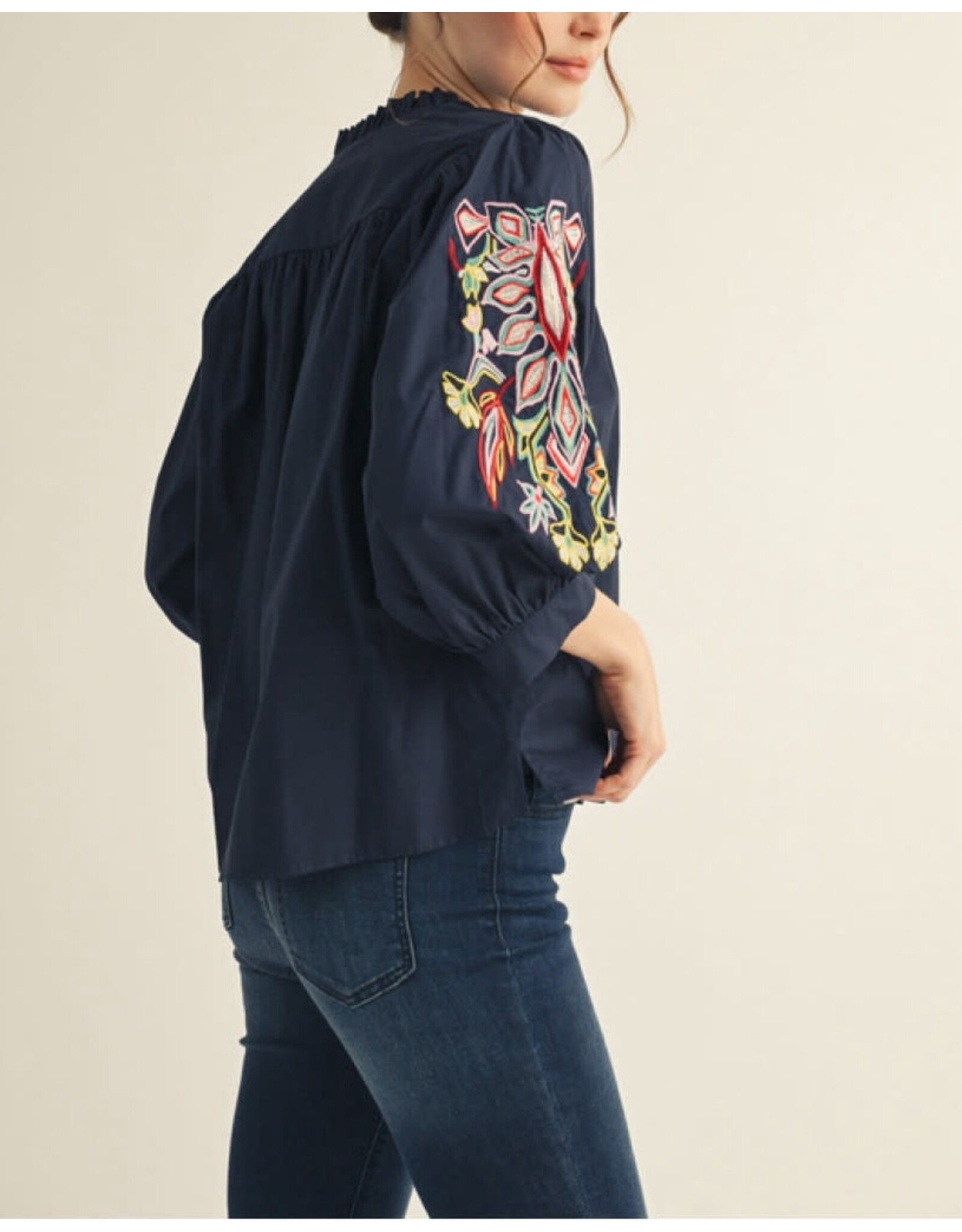 Silvana Embroidered Sleeve Top