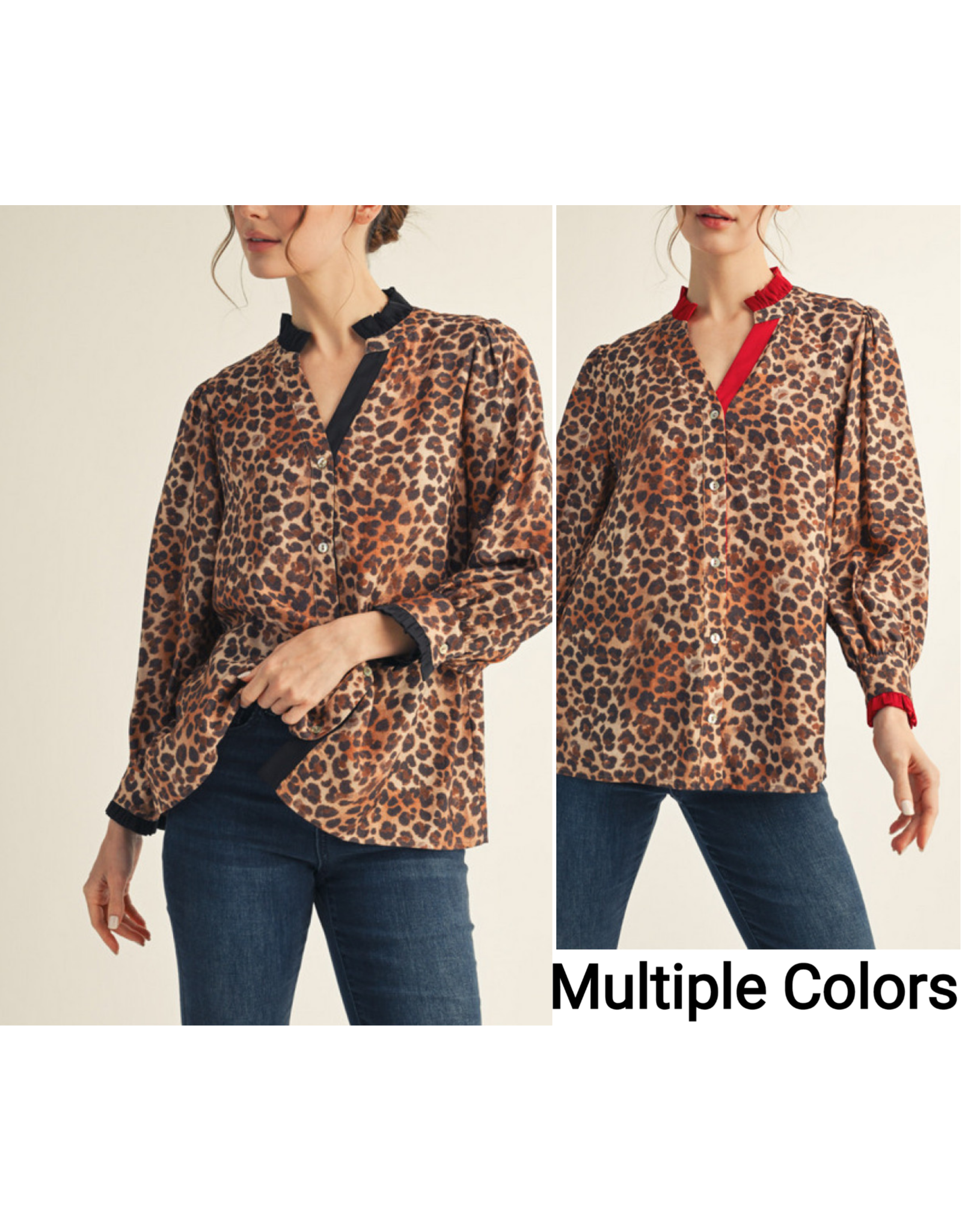 Alisha Leopard V-Neck Top