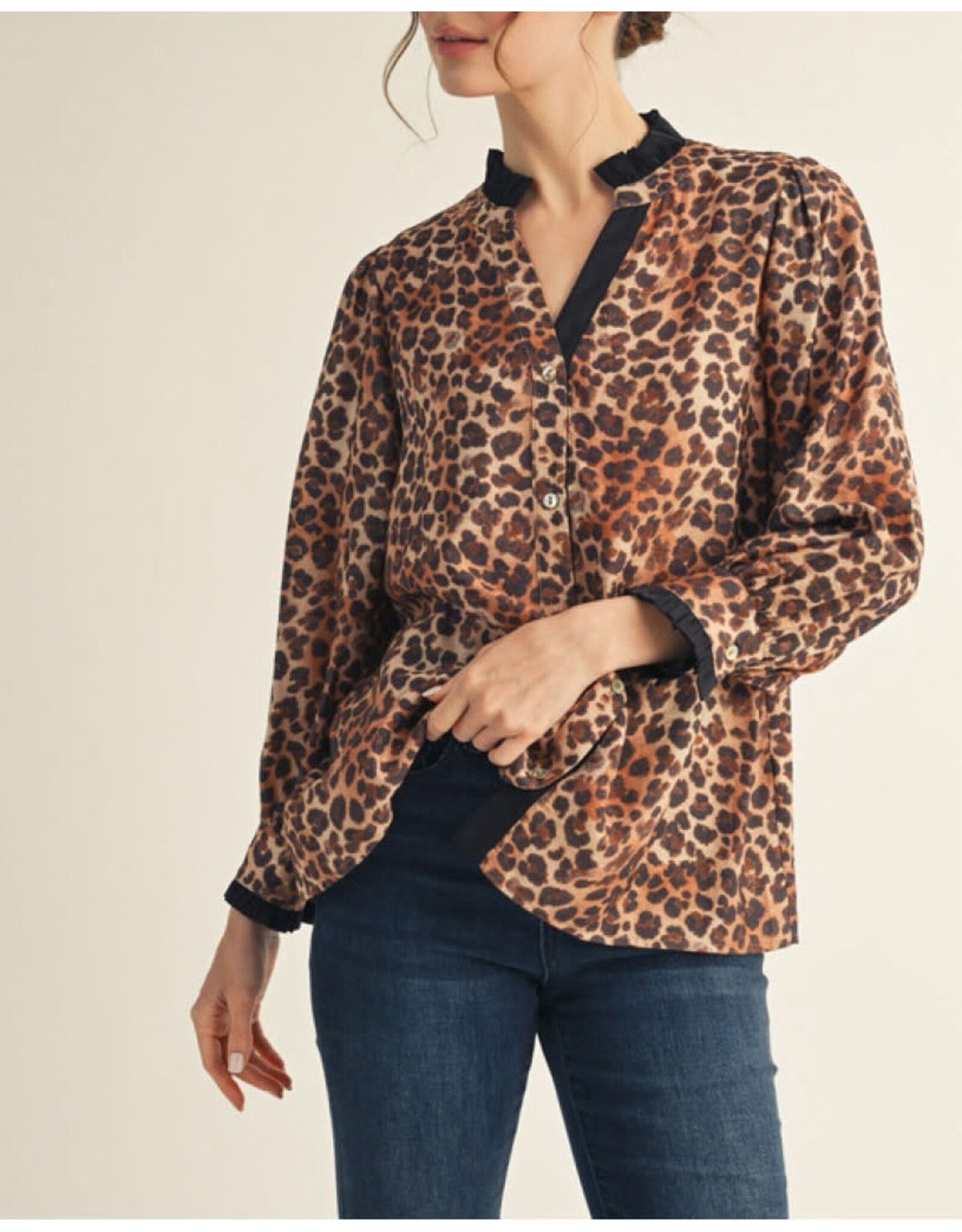 Alisha Leopard V-Neck Top
