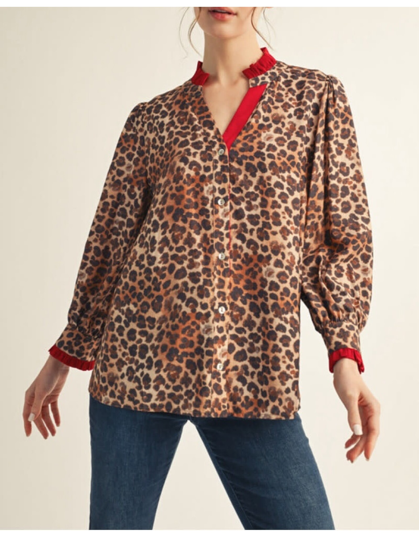 Alisha Leopard V-Neck Top