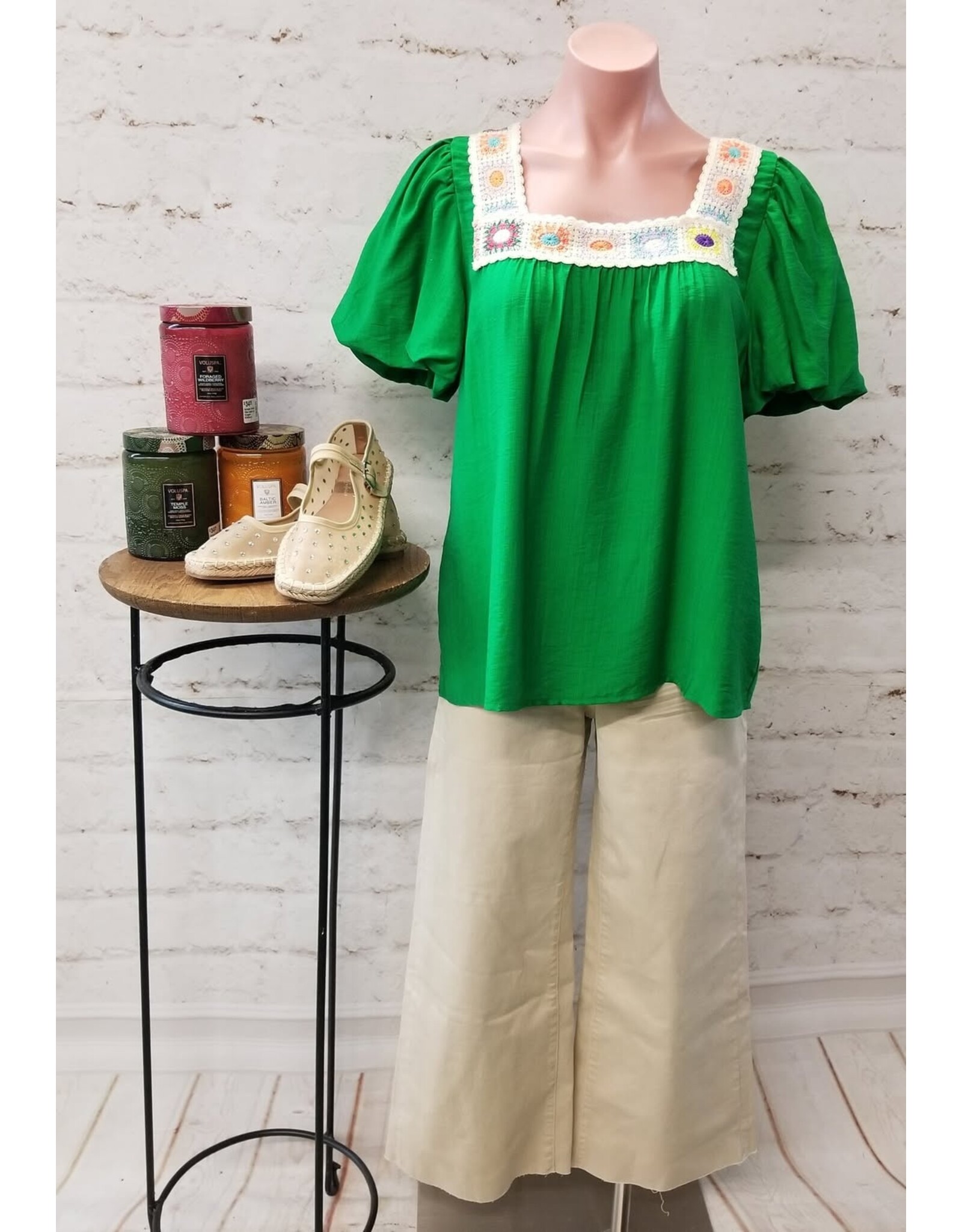 Verona Crochet Square Neck Top
