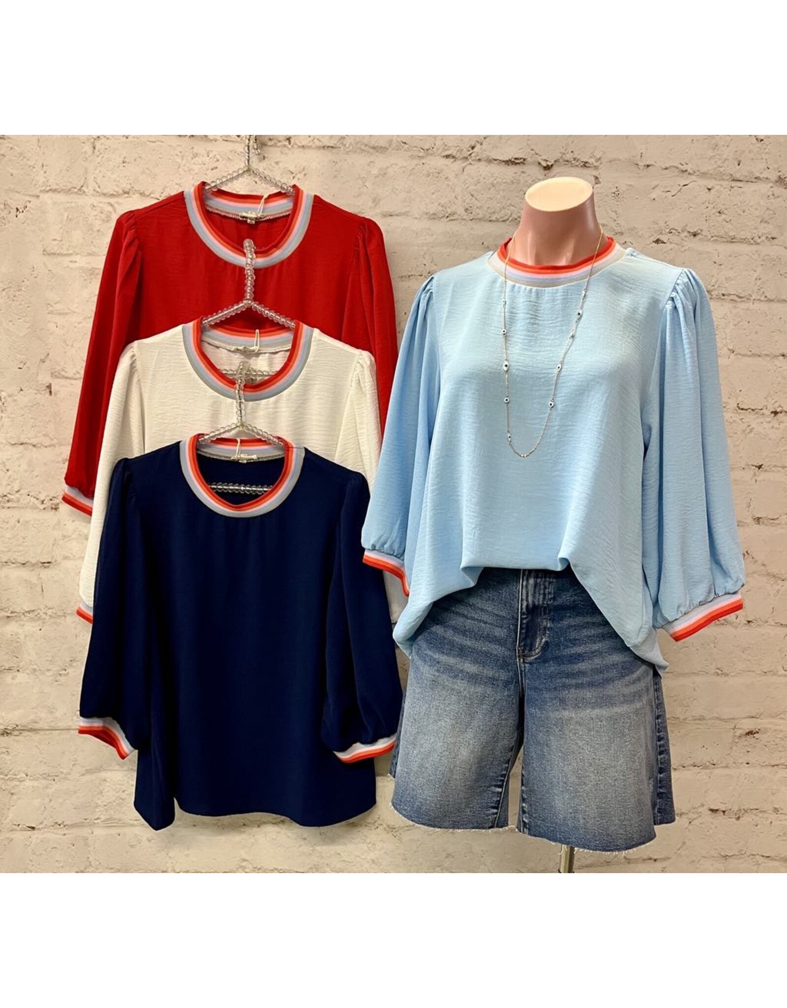 Meagan 3/4 Peasant Sleeve Top