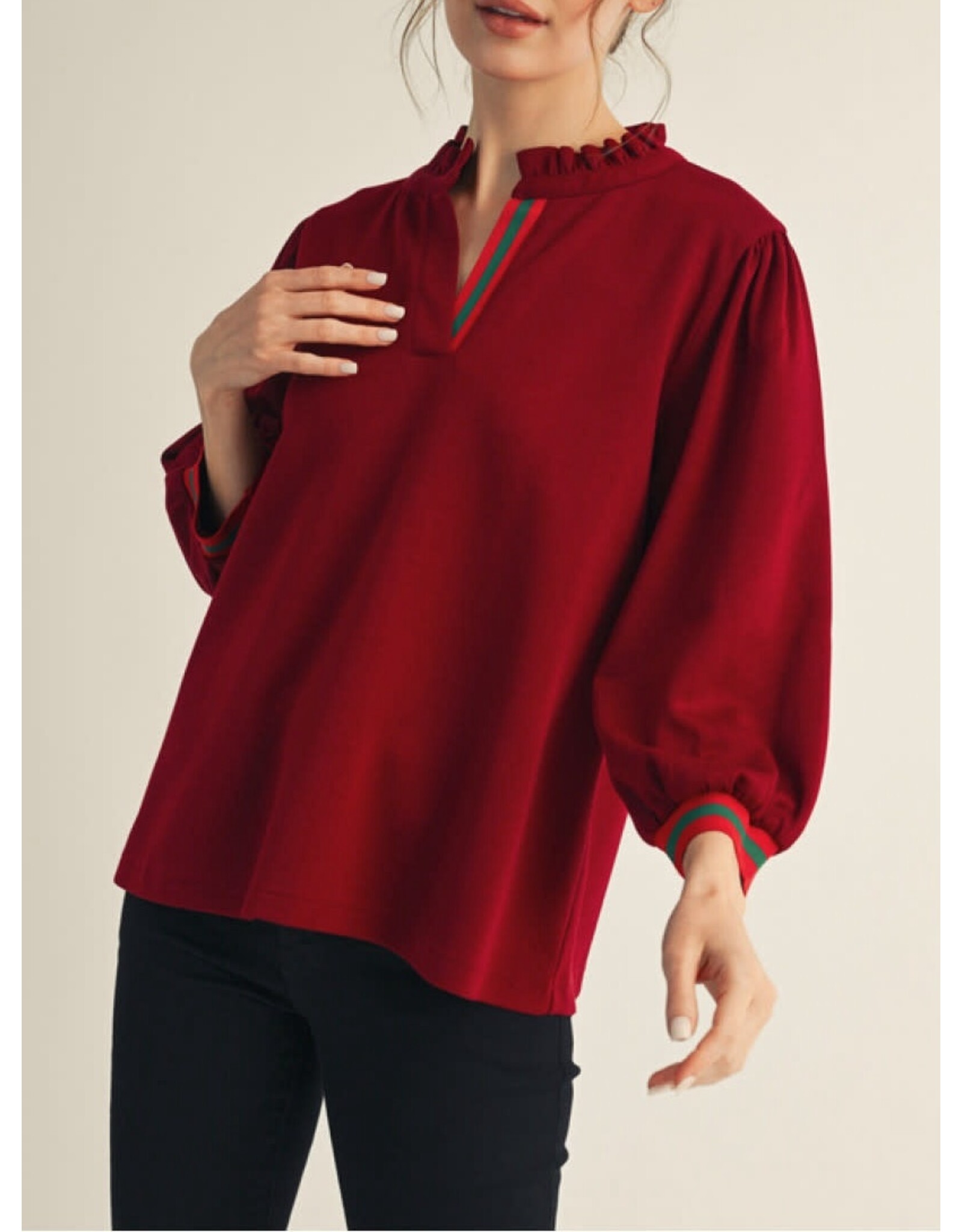 Guccish 3/4 Sleeves Solid Top