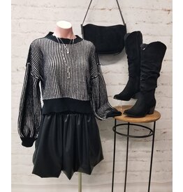 Beatriz  Two Tone Black Stripe Crop Sweater Beatriz  Two Tone Black Stripe Crop Sweater