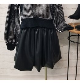 Francine Faux Leather Mini Bubble Skirt Black