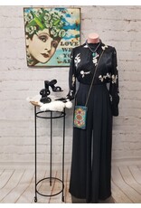 Lediana Floral Embroidered Top Black