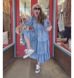 Josie Embroidered Denim Dress