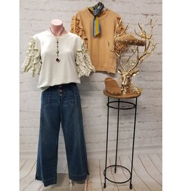 Eli Ruffle Sleeve Mineral Wash Top