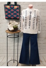 Tribal Tribal Cable-Knit 3/4 Sleeve Mock Neck Sweater