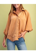 Jacinta Satin Balloon Sleeve Button Blouse