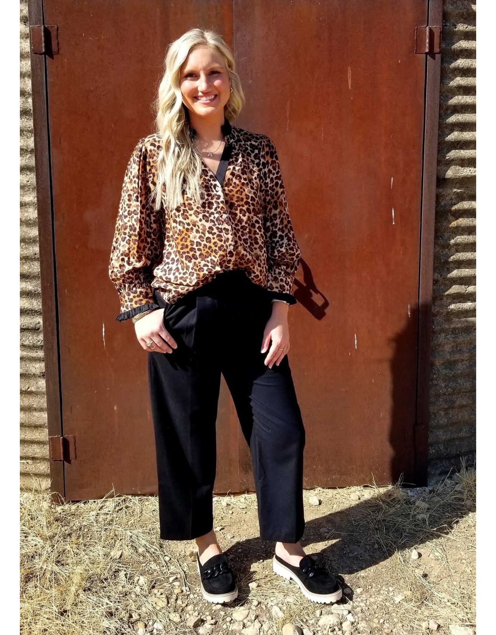 Alisha Leopard V-Neck Top