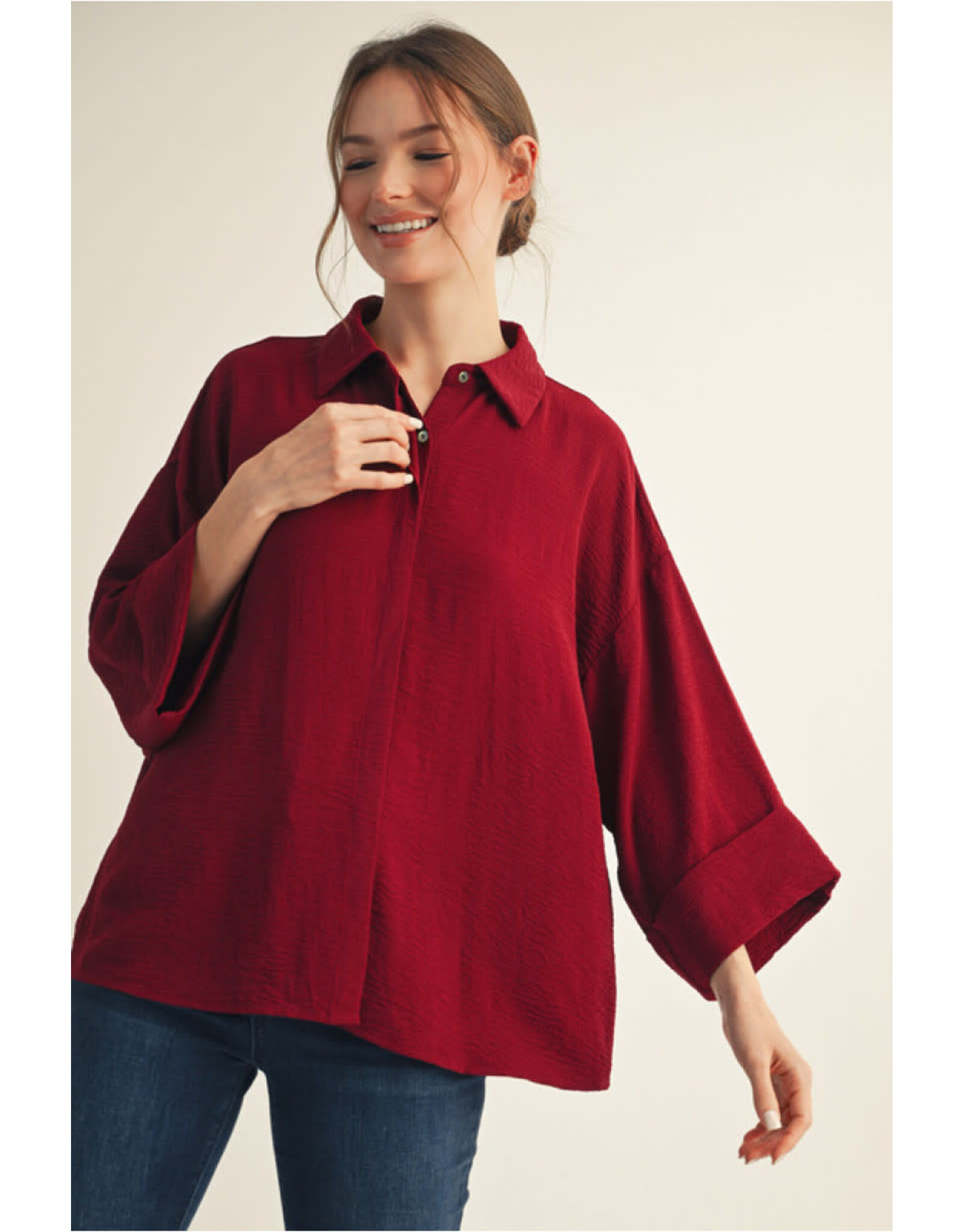 Melody 3/4 Sleeve Button Down Top