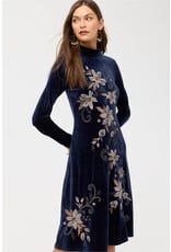 Johnny Was Johnny Was Stretch Velvet Mock Neck Dress - Corinthe - Midnight